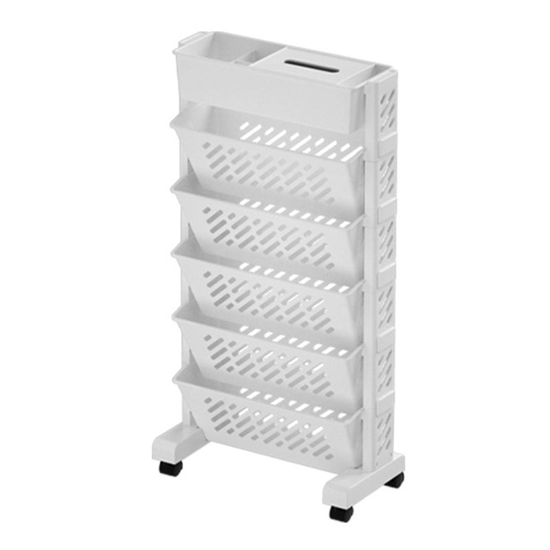 6-Tier Hollow Storage Trolley Tissue Box Design Plastic Book Shelf with Wheels 6-Tier Hollow Storage Trolley Tissue Box Design Plastic Book Shelf with Wheels